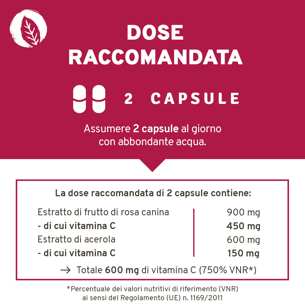 Acerola e Rosa canina: Vitamina C ad alto dosaggio, in capsule